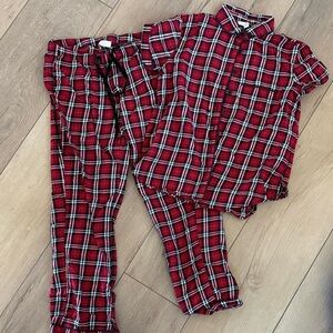 LOFT Red Plaid  Pajama Set
